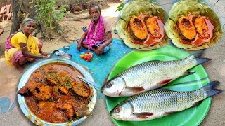 masala Fish Curry Village style fish curry Recipe Rohu Fish curry cooking amp Eating [upl. by Cirdet]