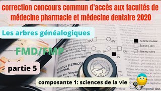 correction concours de médecine pharmaciedentaire 2020 les arbres généalogiques👌🏻🔺 partie 5 [upl. by Nuarb]