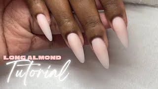 Long Almond Nails Tutorial  BeginnerFriendly 🤍  Prep Application amp Shaping [upl. by Bellew]