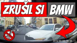 Bourá řidič BMW uspal motorku uprostřed kruháče vybrzdil kamion koloběžkář na ránu  Dashcam 107 [upl. by Hulbert]