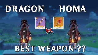 Hu Tao Staff of Homa vs Dragons Bane Best Weapon for Hu Tao  Genshin Impact [upl. by Nosnorb]