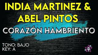 India Martinez amp Abel Pintos  Corazón Hambriento  Karaoke Instrumental Tono Bajo [upl. by Nazay85]