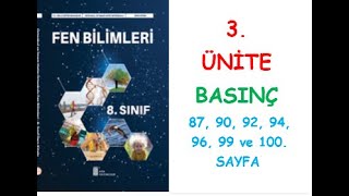 8 SINIF FEN BİLİMLERİ DERS KİTABI ATA YAYINLARI 3 ÜNİTE BASINÇ 87 90 92 94 96 99 ve 100SAYFA [upl. by Yablon]