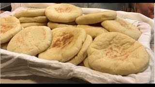 Israeli Pita  How to Make Homemade Pita Bread using a Pan [upl. by Dnumsed]