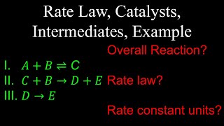 Rate Law Catalysts Intermediates Kinetics Example  Chemistry [upl. by Aelc]