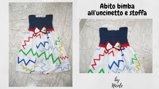 Abito bimba alluncinetto e stoffa da 3  7 anni Crochet baby dress [upl. by Attolrahc]