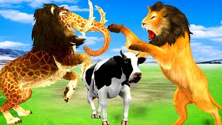 Woolly Mammoth Mastodon vs Dinosaur Attack Tiger Cub Cow Elephant Saved by Big Bull Vs Monster Lion [upl. by Odette]