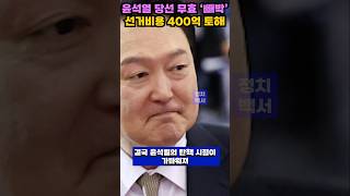 윤석열 탄핵 시점 임박 선거비용 400억 토해 내야 shorts 윤석열 탄핵 이재명 민주당 국힘당 오세훈 불법선거자금 공천개입 정치분석 [upl. by Reine43]