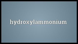 Hydroxylammonium Meaning [upl. by Lubet369]