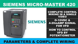 Siemens Micromaster 420 Parameters and Complete Wiring  Siemens VFD wiring and Parameter Setting [upl. by Nim]