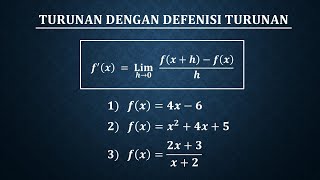 CARA MENENTUKAN TURUNAN FUNGSI MENGGUNAKAN DEFENISI TURUNAN [upl. by Gillespie]