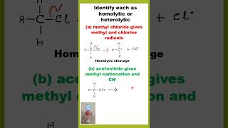 Homolytic Vs Heterolytic Bond Cleavage  Organic Chemistry youtubeshorts chemistrylearning [upl. by Alston]