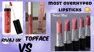 Rivaj UK lipsticks  Swiss Miss lipsticks  Topface lipsticks  Cristine Lipstick honest review [upl. by Aidnahs]