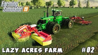 Liming sowing tobacco mowing amp windrowing grass  Lazy Acres Farm  FS 19  Timelapse 02 [upl. by Odicalp810]