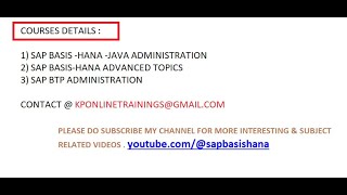 SAP BASIS –HANAJAVA PORTAL  ADVANCED COURSE TRAINING [upl. by Anayd544]