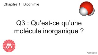 Chapitre 1  Biochimie  Q3  Questce quune molécule inorganique [upl. by Rust586]