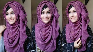 Gorgeous party hijab tutorial 2019  Noshin Nower ❤ [upl. by Dnalsor]