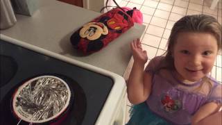 Jiffy Pop popcorn on the stove top  How to with Summer [upl. by Ayamat392]