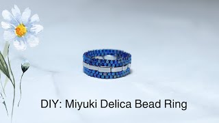 🧵🧚‍♀️ DIY beaded ring Miyuki Delica Peyote Stitch  Pierścionek z koralików DIY Мастеркласс 💞 [upl. by Ihculo721]