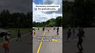 High school graduates play one last game of kickball with elementary schoolers 😄🙌 shorts [upl. by Gerta]