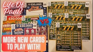 Brand New £2 Lottery Scratch Cards 777 vs A mix of cards [upl. by Terces]