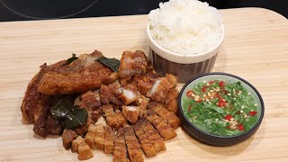 Moo Krob  Thai Crispy Pork Belly with Sticky Rice and Dipping Sauce [upl. by Euhsoj]