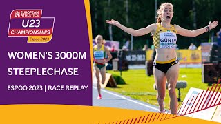 Championship record for Gürth Womens 3000m steeplechase replay  Espoo 2023 [upl. by Retxab776]