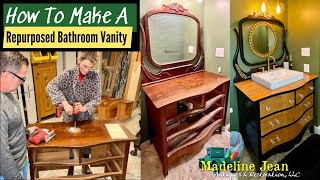 How To Repurpose an Old Dresser into a Bathroom Vanity [upl. by Noteloc]