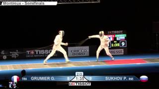 Montreux 2015 ME European Championship Semifinal 01 podium Sukhov P RUS vs Grumier G FRA [upl. by Gnep207]