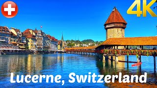 Lucerne Switzerland walking tour 4K 60fps  A Beautiful Swiss City [upl. by Marler]