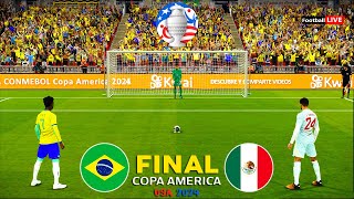 BRAZIL vs MEXICO  FINAL Copa America 2024  Penalty Shootout  Vinicius vs Mexico  eFootball PES [upl. by Hemminger774]