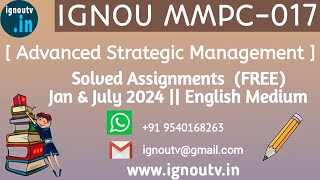 IGNOU MMPC017 Solved Assignment Jan amp July 2024 FREE  IGNOU MBA  IGNOU TV  IGNOU [upl. by Sharon]