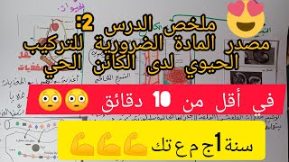 ملخص رائع 🤩🤩و بسيط جدا لدرس  مصدر المادة الضرورية للتركيب الحيوي لدى الكائن الحي سنة أولى ج م ع تك [upl. by Maharva564]