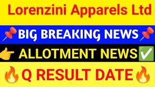 Lorenzini Apparels Ltd Latest news  3 बड़ी खबर Lorenzini Apparels share latest news [upl. by Majka]