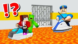 JJ and Mikey vs ROBLOX LAVA BARRYS PRISON RUN CHALLENGE in Minecraft  Maizen animation [upl. by Brodench]