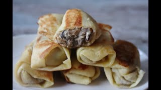 Ukrainian Crepes With Mushrooms quotNalysnykyquot l Cooking In Canada [upl. by Coplin]