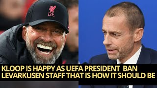 J Klopp Expresses Satisfaction as UEFA President Bans Leverkusen Staff for PostMatch Incident [upl. by Ahsimin]