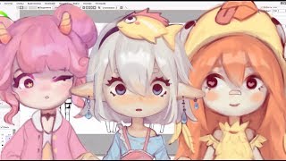 Speedpaint Paint Tool SAI Cute Adoptables [upl. by Seagraves]