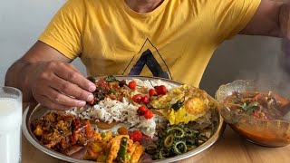 gundruk ko jhol  gundruk bhat mukbang  dalle khursani mukbang  nepali achar  karkalo ko tarkari [upl. by Tegan]