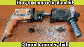 How to remove broken bit from hammer drill  bosch hammer drill bit remove hammerdrill 26mmdrill [upl. by Ahsieym]