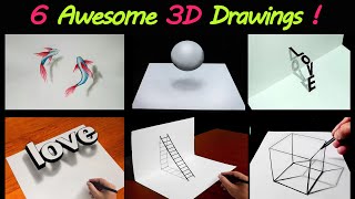 6 Easy 3D Drawing Tutorial  😱 Easy 3D illusion Drawing tutorials [upl. by Adnof]