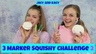 3 Marker Squishy Challenge 2  Jacy and Kacy [upl. by Eidlog]