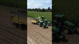 Silage with a John Deere 8200i forage harvester johndeere farming drone agriculture farm [upl. by Erda48]