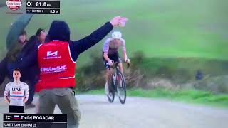 Strade Bianche 2024 Tadej Pogacar Victory after 81 KM solo Attack 😱💪🫡 [upl. by Aicnatsnoc]