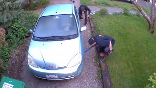 Gone in less than 90 seconds Catalytic converter theft caught on camera [upl. by Deerc615]