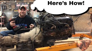 Dodge Ram  Separating The Transmission From The Engine  SEMA Truck Build [upl. by Aniuqahs]