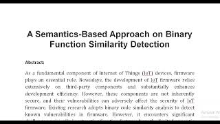 A Semantics Based Approach on Binary Function Similarity Detection [upl. by Dustman92]