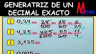 Fracción Generatriz de un decimal exacto  Hallar la generatriz de 024 425 3125 0005 [upl. by Waters150]