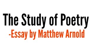 The study of poetry by Matthew Arnold in hindi [upl. by Alis]