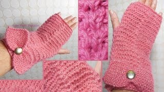 Tuto Tricot Mitaines point fantaisie Ailettes Torsade 2 mailles  Mitaines avec noeud point mousse [upl. by Haidabej]